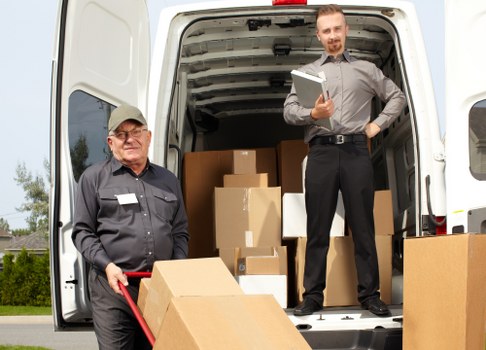 Packing boxes and materials prepared for a Highbury home move