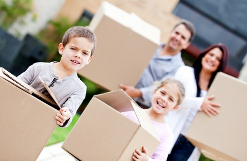 Local team organising boxes for a move in Highbury