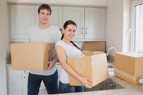 Packed business items ready for commercial removals in Highbury